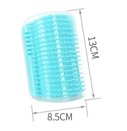 Cat Self-Groomer Corner Brush — hands-free wall corner grooming brush