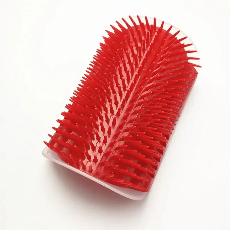 Cat Self-Groomer Corner Brush — hands-free wall corner grooming brush