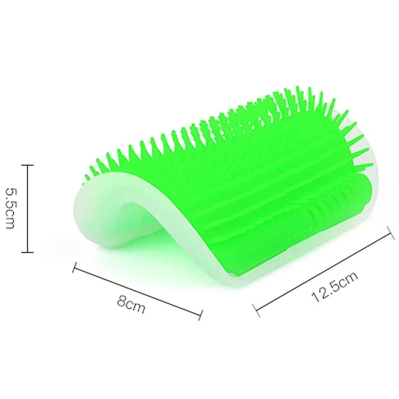 Cat Self-Groomer Corner Brush — hands-free wall corner grooming brush