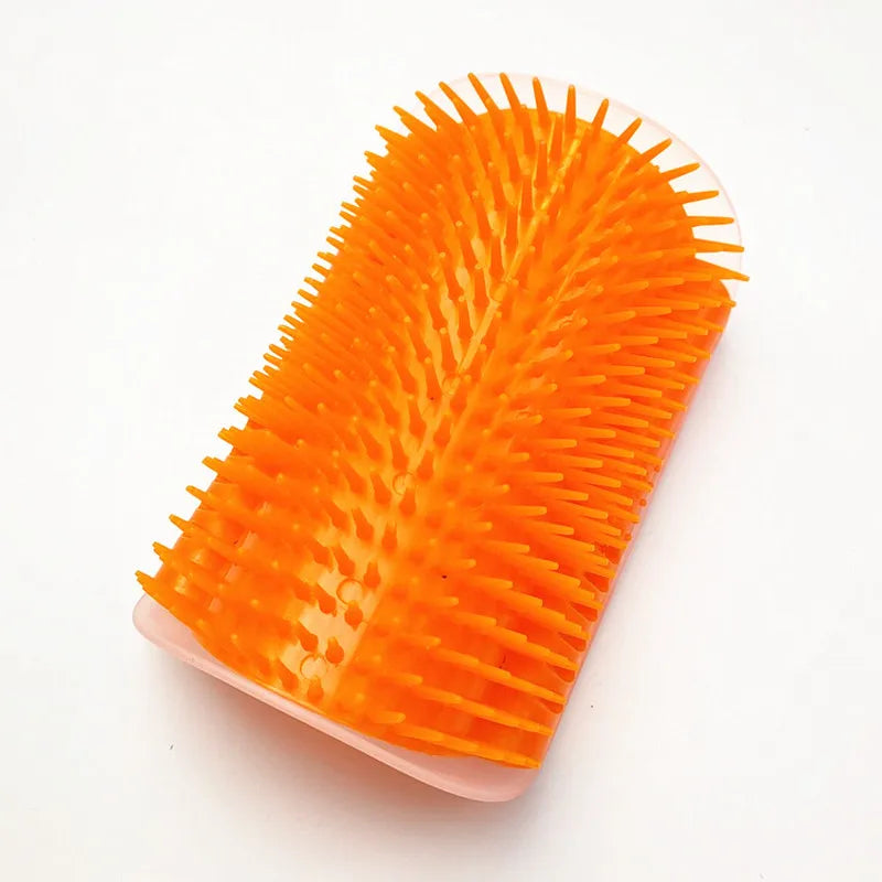 Cat Self-Groomer Corner Brush — hands-free wall corner grooming brush