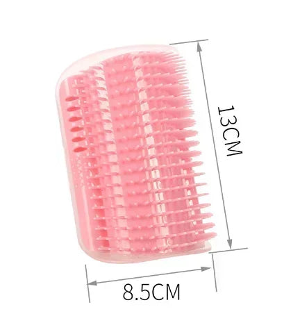 Cat Self-Groomer Corner Brush — hands-free wall corner grooming brush