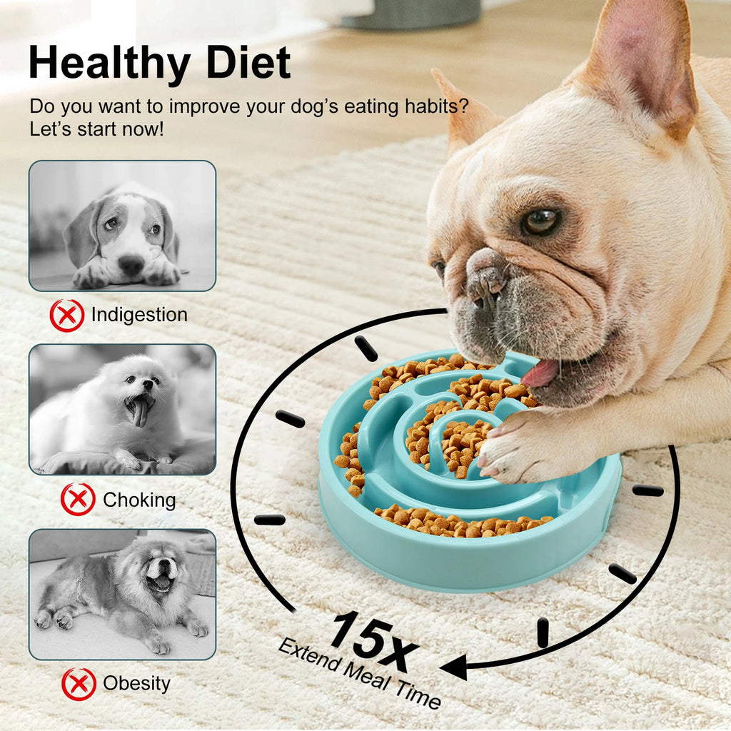 Slow-Feeder Puzzle Bowl — anti-gulping feeding control for dogs