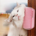Cat Self-Groomer Corner Brush — hands-free wall corner grooming brush