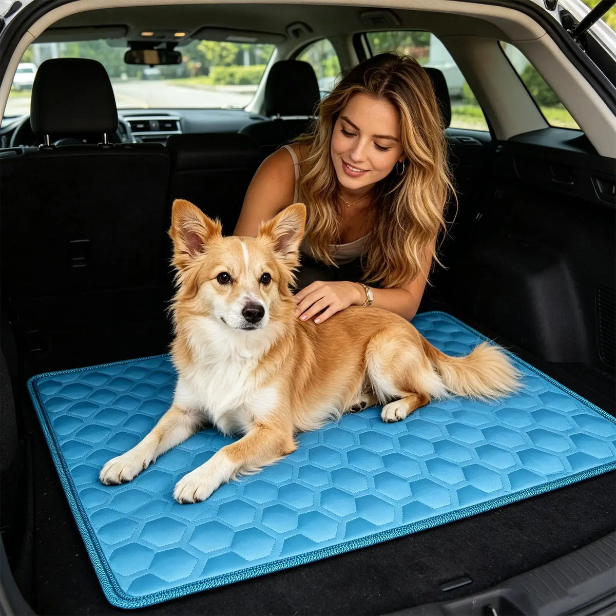 Dog Cooling Mat — pressure-activated gel cooling pad, no refrigeration