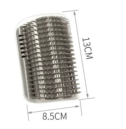 Cat Self-Groomer Corner Brush — hands-free wall corner grooming brush