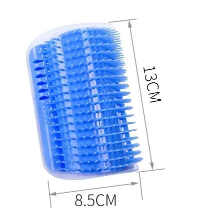 Cat Self-Groomer Corner Brush — hands-free wall corner grooming brush
