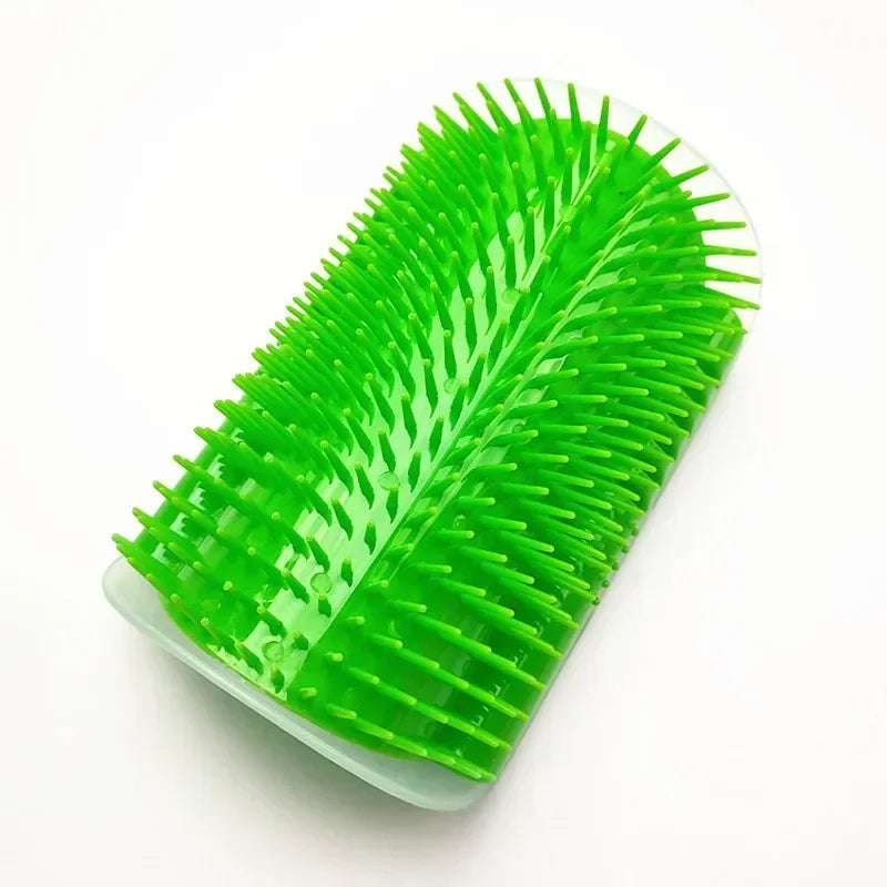 Cat Self-Groomer Corner Brush — hands-free wall corner grooming brush